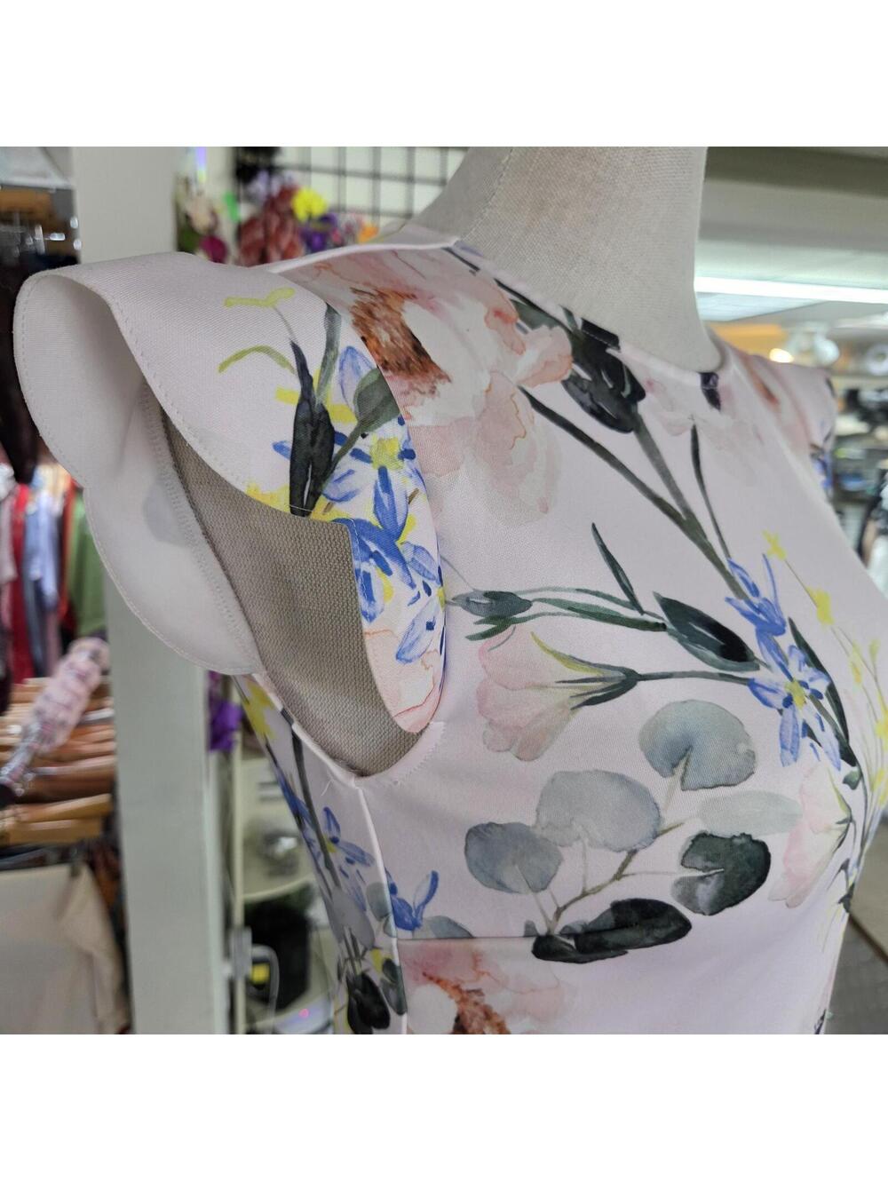 ted baker Floral Print Cap Sleeve Fit and Flare Dress sz 2 - Picture 7 of 7